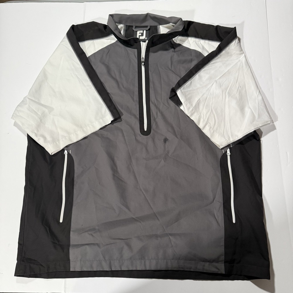 FootJoy FJ 2XL Golf‎ Pullover Windbreaker Short Sleeve Gray Black